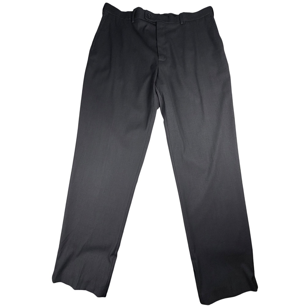AXIST Mens Dress Pants Charcoal Gray Flat Front Trousers 38x34 Polyester Blend